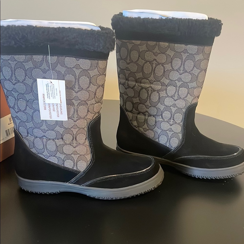 Coach Black and Gray Winter Rain Boots with Durable Sole - Picture 2 of 5